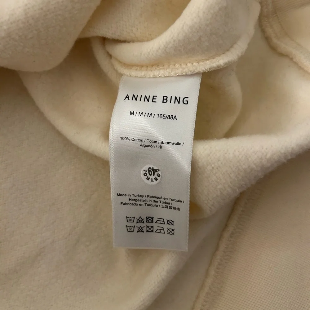 ANINE BING WOMENS MILES CREWNECK COLLEGIATE SWEATSHIRT CREAM SIZE MEDIUM - Picture 7 of 10